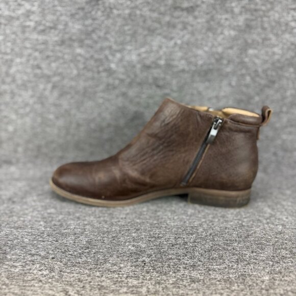 ✅Franco Sarto Boot Women's 9.5Keegan Brown Leather Double Side Zip Ankle Booties - Picture 10 of 10